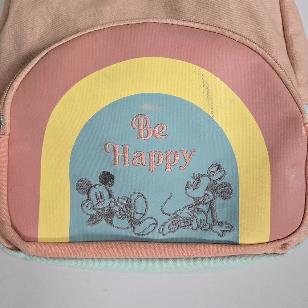 Disney Parks Authentic Mickey & Minnie Mouse Rainbow Be Happy Backpack